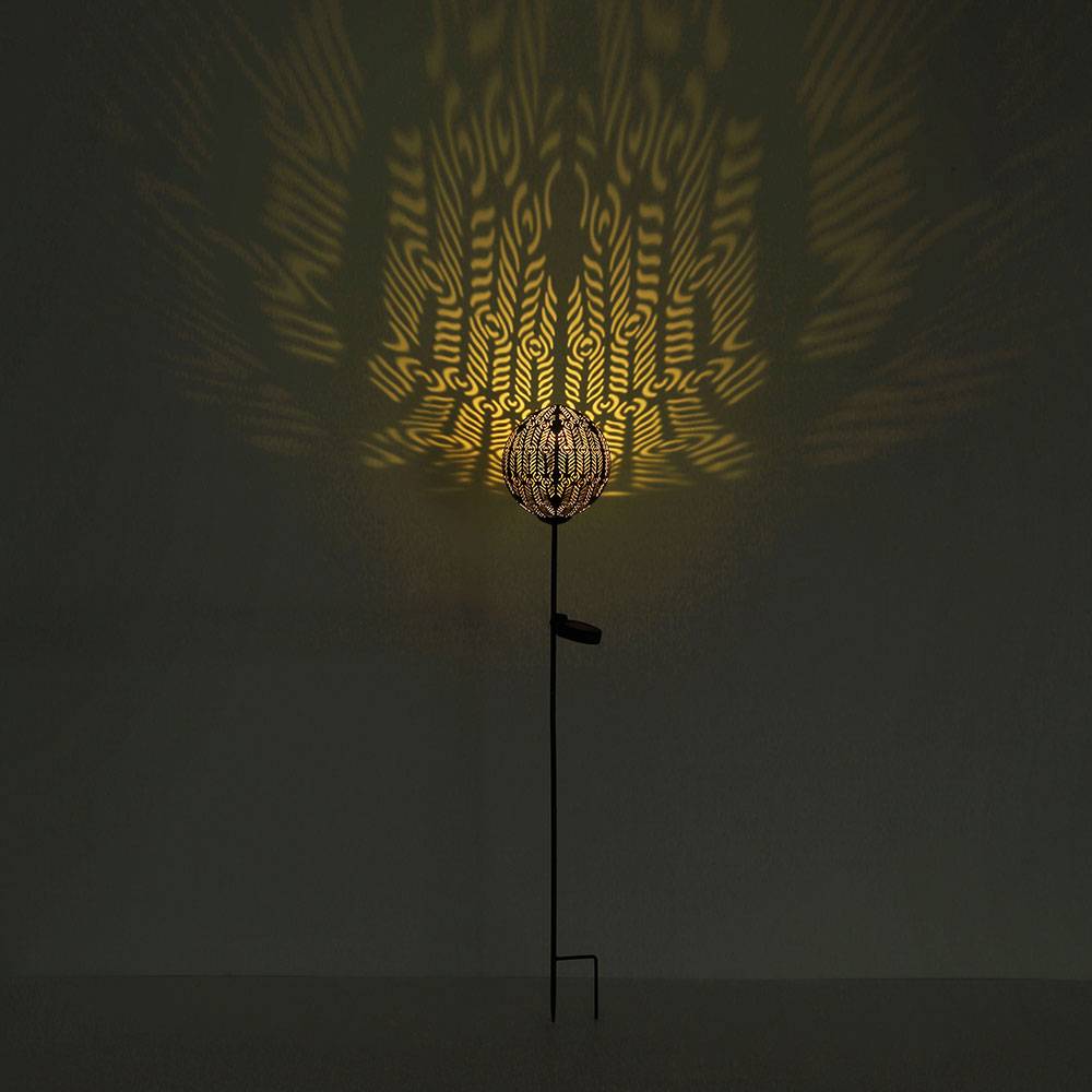 LED Solar Steckleuchte Garten Solarlampe für Außen Solar Stecklampe Metall, mit Erdspieß IP44, Lichteffekt, schwarz kupfer, LED 3000K, DxH 15,5x90c