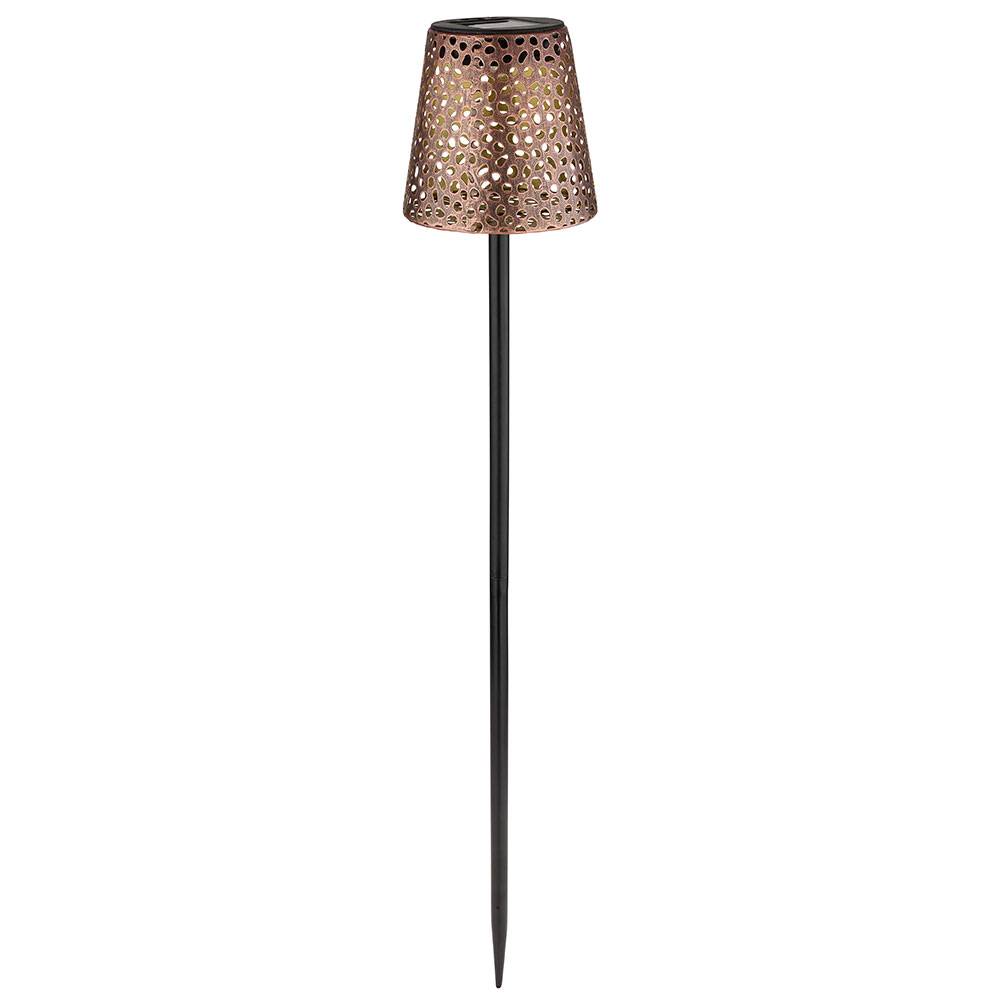 LED Solar Steckleuchte Garten Solarlampe für Außen Solar Stecklampe Metall, mit Erdspieß IP44 Akku, Lichteffekt, schwarz gold, LED 3000K, DxH 12x70