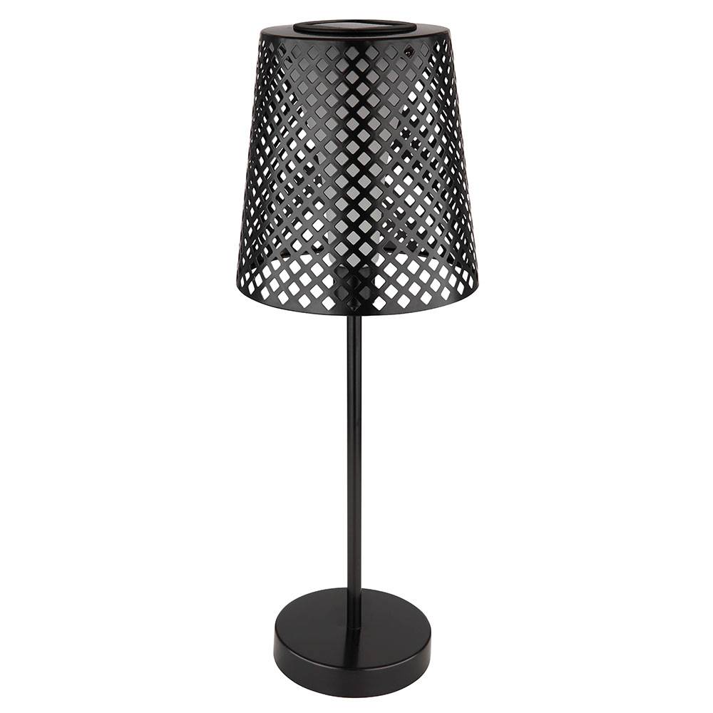 LED Solar Tischleuchte Garten Solartischlampe für Außen Balkon Solar Tischlampe Metall, schwarz, Lichteffekt, 1x LED 3000K, DxH 18x50cm