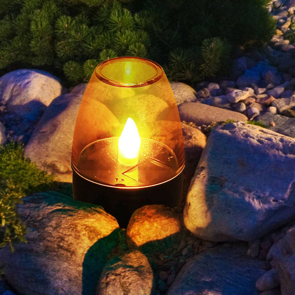 LED Solar Tischleuchte Solardeko Garten Dekolicht Wetterfest, Terrasse Akku IP44 Edelstahl grau klar, LED warmweiß, DxH 6x9cm