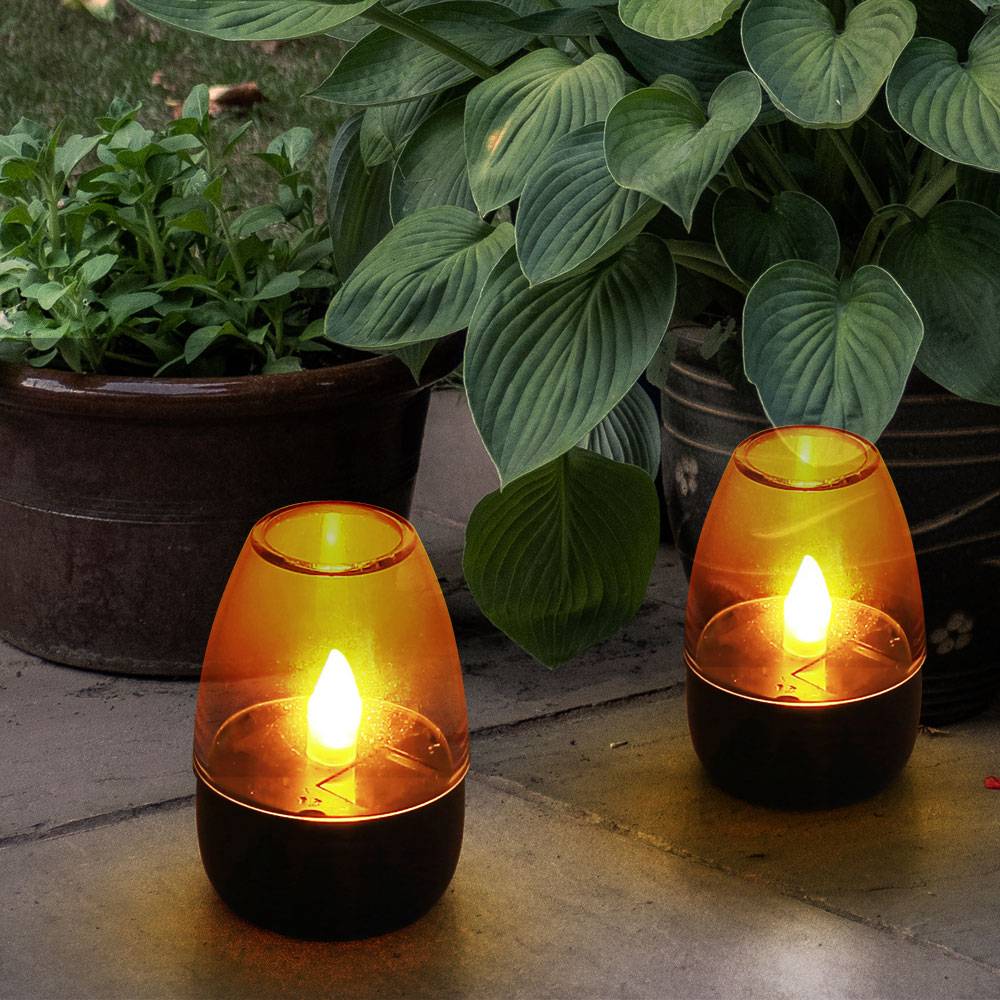 LED Solar Tischleuchte Solardeko Garten Dekolicht Wetterfest, Terrasse Akku IP44 Edelstahl grau klar, LED warmweiß, DxH 6x9cm