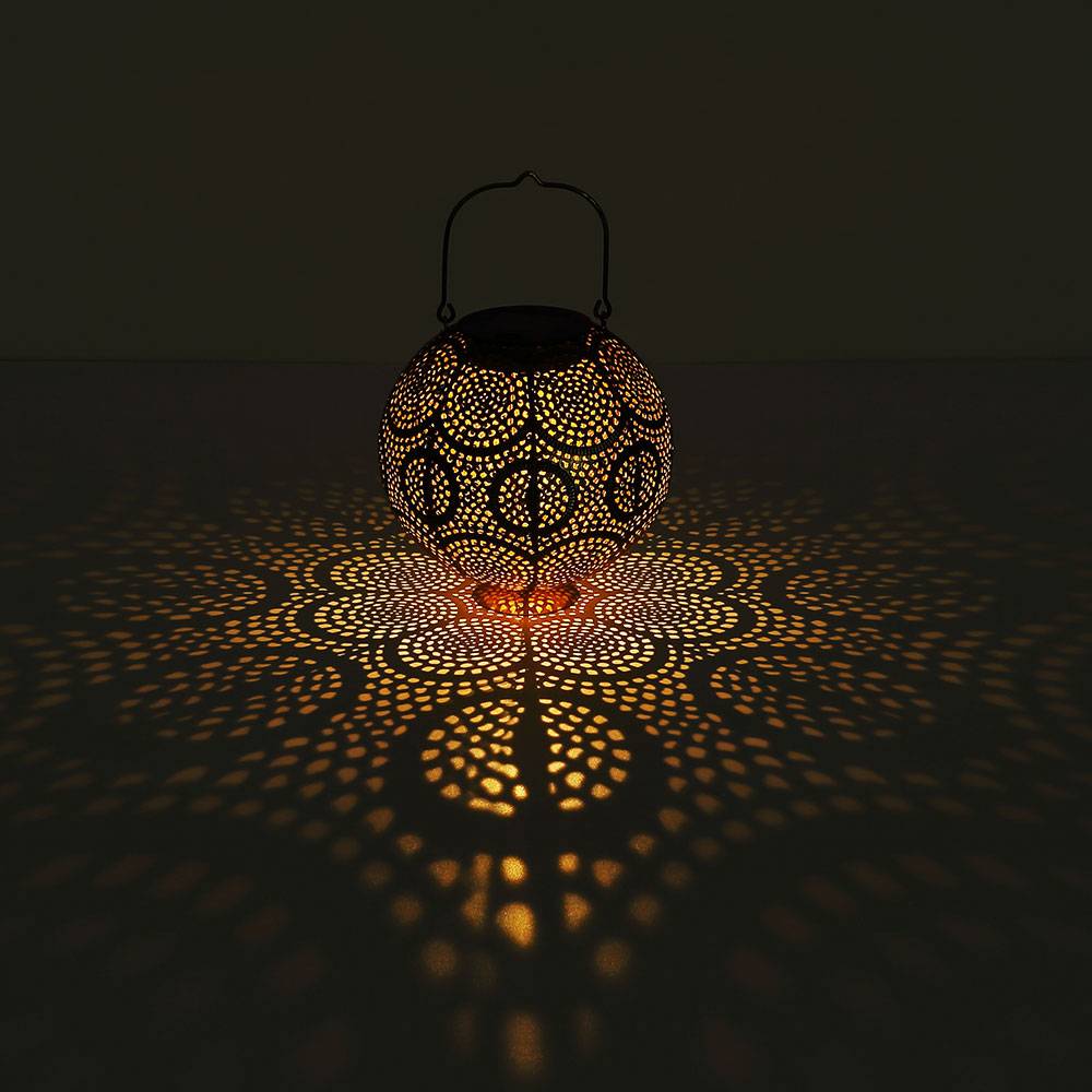 Solar Lampe Outdoor Solarleuchte orientalisch LED Solar Laterne Außen Gartendeko, Lichteffekt hängend stehend, LED warmweiß, DxH 18,5x28cm