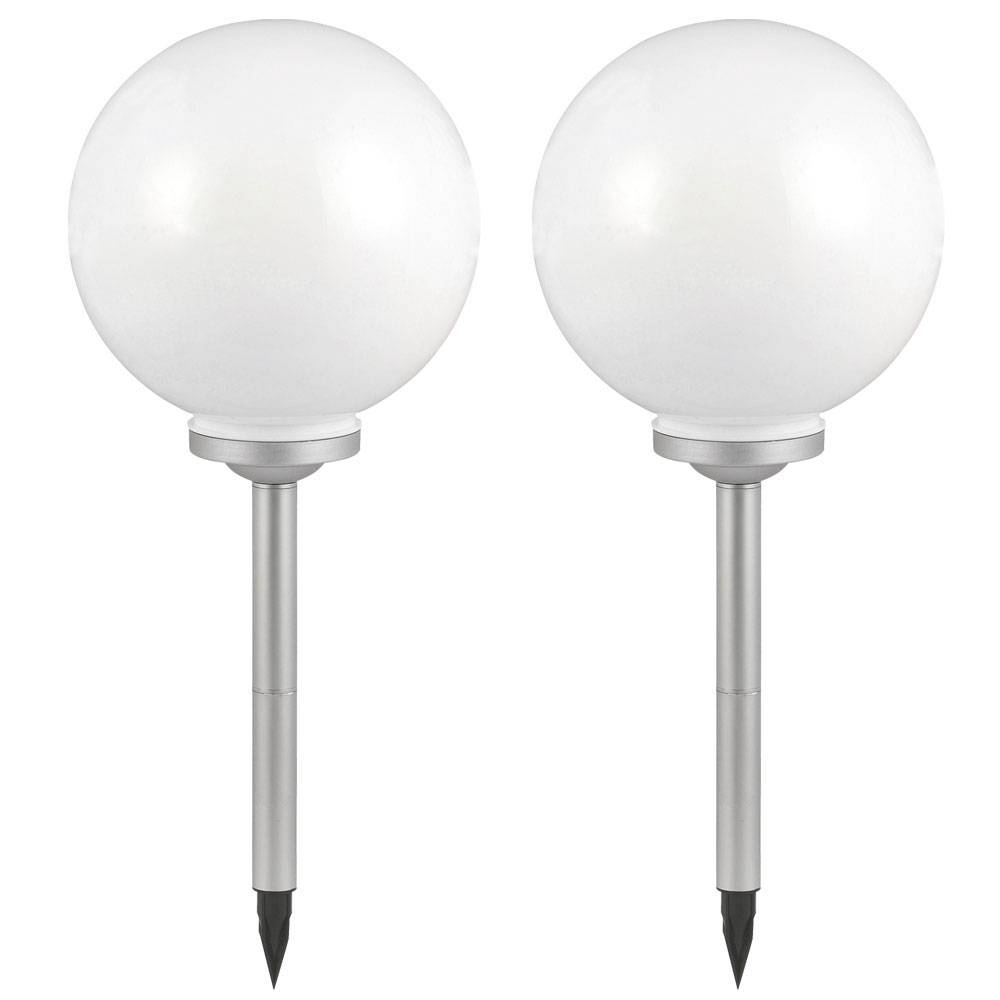Solarkugel für Außen 30 cm Solarleuchte Kugel Garten Kugelleuchte Solar LED Gartendeko, mit Erdspieß, Leuchtdauer ca. 6-8 Stunden, H 66,5 cm, 2er