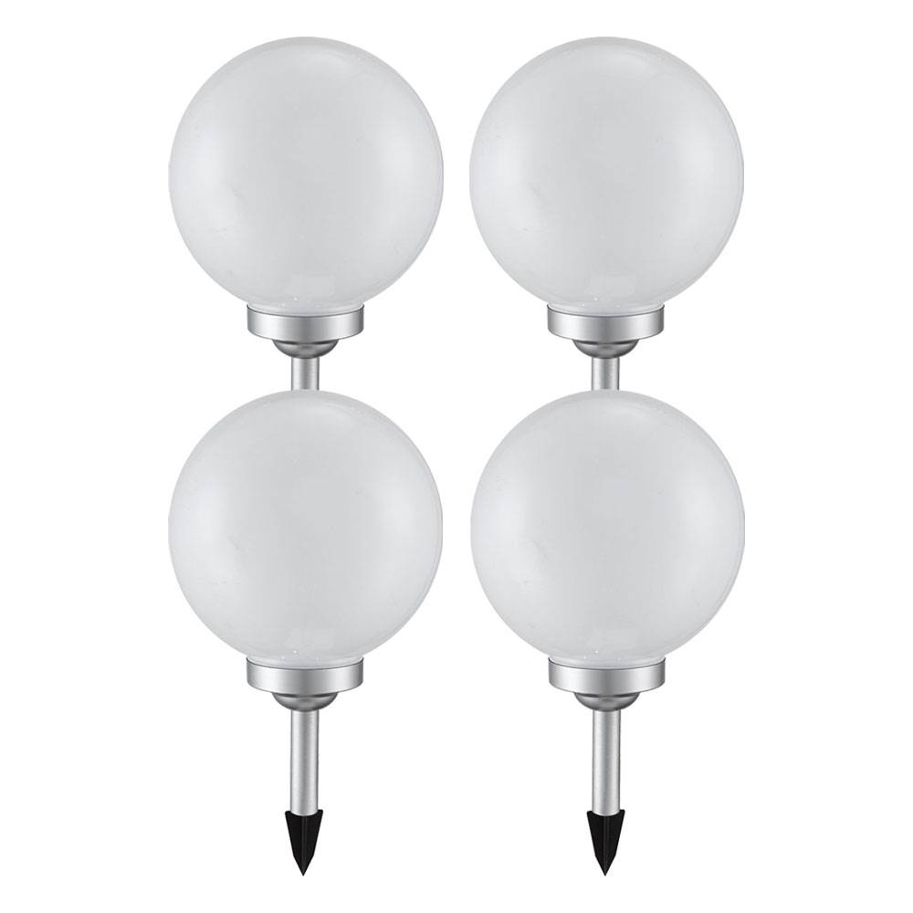 Kugelleuchte Außenlampe Solarlampe Aussen Gartendeko, Kunststoff weiß, warmweiß, DxH 20x62 cm4er Set