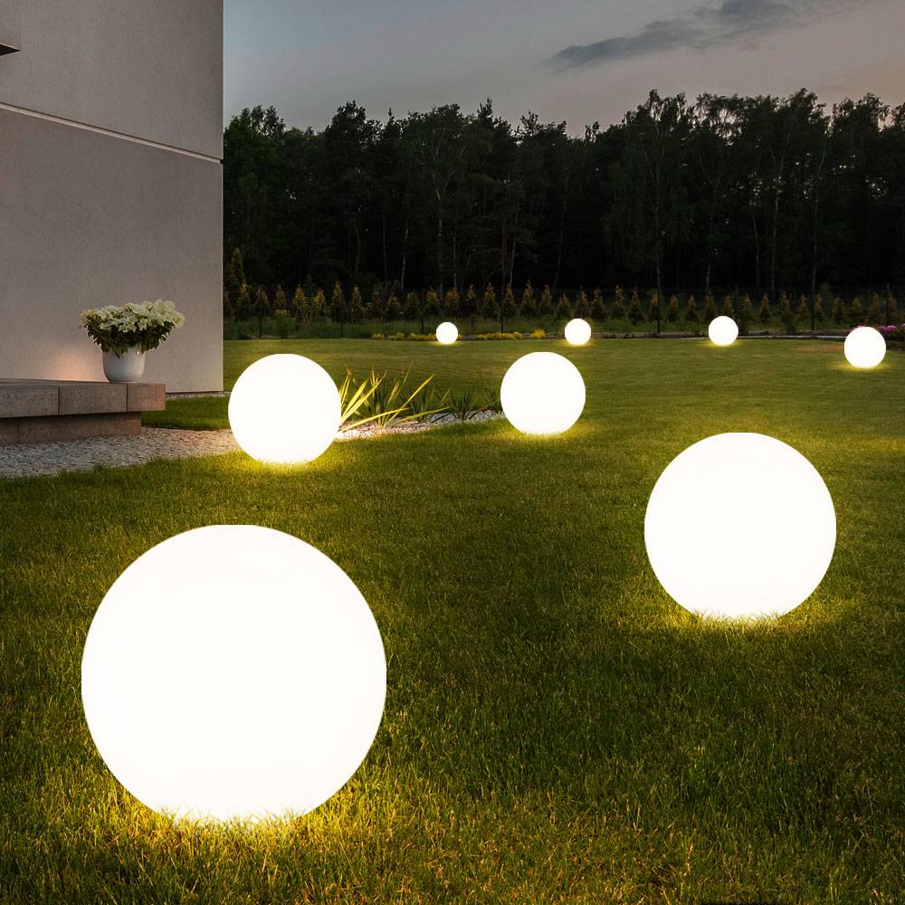 Solarleuchte Kugel Garten Kugelleuchte Solar LED Gartendeko Solarkugel für Außen 25 cm, Leuchtdauer ca. 6-8 Stunden, H 65 cm, 6er Set
