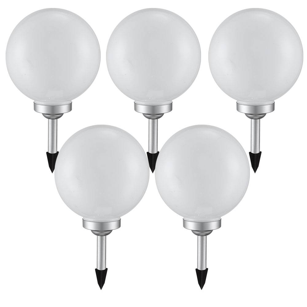 Solarleuchte Kugel Garten Kugelleuchte Solar LED Gartendeko Solarkugel für Außen 25 cm, Leuchtdauer ca. 6-8 Stunden, H 65 cm, 5er Set