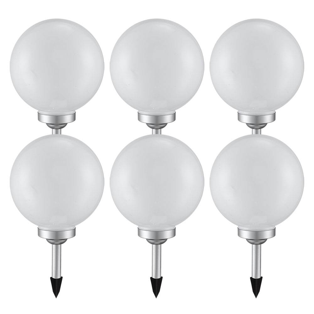 Solarleuchte Kugel Garten Kugelleuchte Solar LED Gartendeko Solarkugel für Außen 25 cm, Leuchtdauer ca. 6-8 Stunden, H 65 cm, 6er Set