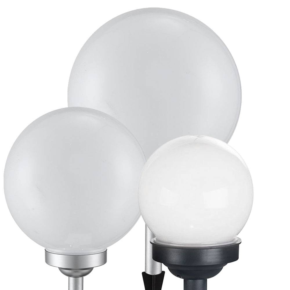 LED Solarleuchten Steckleuchten Gartendeko Außenleuchten Kugel rund weiß mit Erdspieß, IP44, Akku, Kunststoff, weiß silber, LED, 3er Set