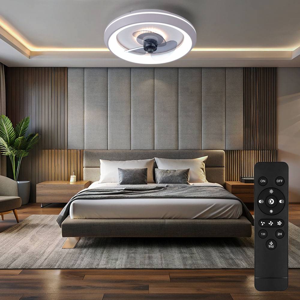 Deckenventilator mit Licht Lampen mit Ventilator Deckenventilator mit Fernbedienung und Deko LED in blau-weiß, Dimmbar CCT Timer, 41 Watt LED 2216lm