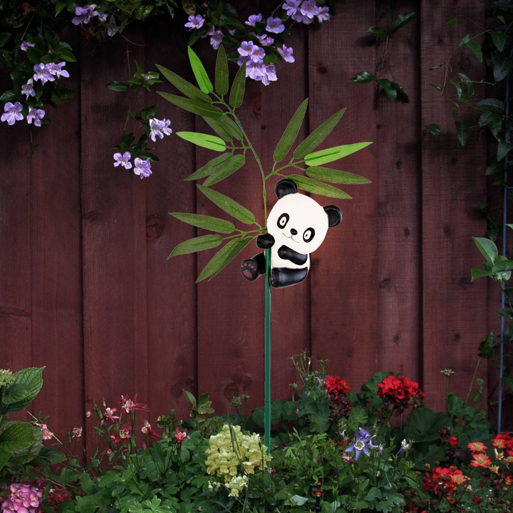 Solarleuchte Außen Panda Dekoleuchte Solarlampe Aussen Erdspieß Steckleuchte Tierfigur, Akku, 1x LED warmweiß, H 70 cm, 2er Set