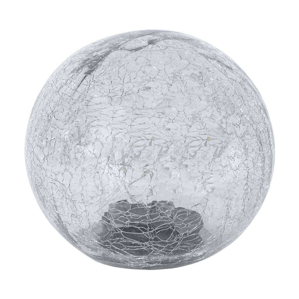 Solarleuchte Außenlampe Kugelleuchte, LED Gartenlampe, integrierte Lichterkette, Terrassenleuchte, 10-flammig, Crackle Glas, 10x LED, DxH 15x15 cm