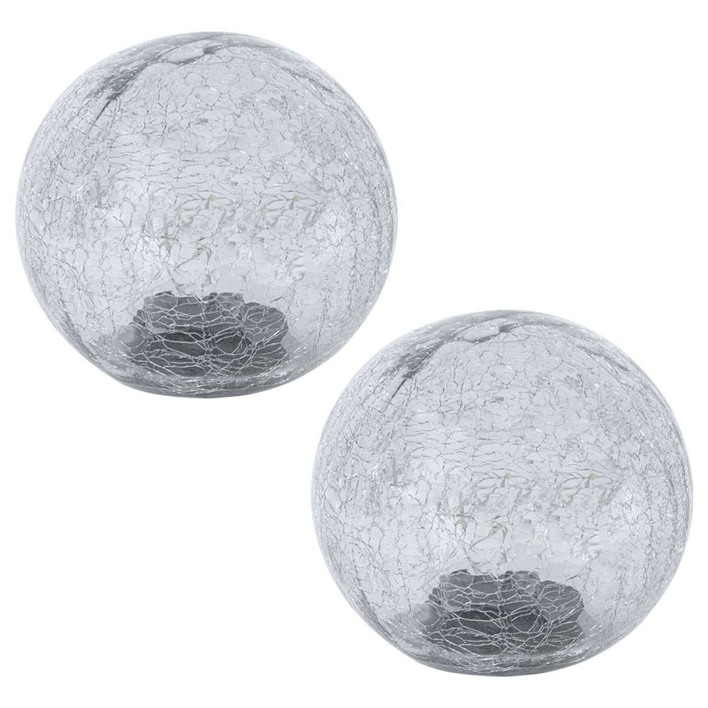 Solarlampe Kugelleuchte Gartenlampe, LED Lichterkette, 10-flammig, Terrassenlampe, Außenleuchte, Crackle Glas, 10x LED, DxH 15x15 cm, 2er Set