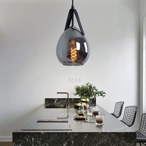 Pendellampe Hängeleuchte Esszimmerlampe, Moderne Pendelleuchte, Lampenschirm in Rauchglas Optik, Metall, schwarz, matt, 1x E27 Fassung, DxH 15x120 Pendellampe Hängeleuchte Esszimmerlampe, Moderne Pendelleuchte, Lampenschirm in Rauchglas Optik, Metall, schwarz, matt, 1x E27 Fassung, DxH 15x120