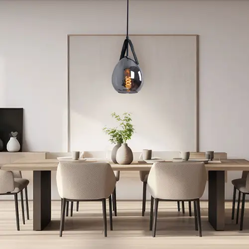 Pendellampe Hängeleuchte Esszimmerlampe, Moderne Pendelleuchte, Lampenschirm in Rauchglas Optik, Metall, schwarz, matt, 1x E27 Fassung, DxH 15x120 Pendellampe Hängeleuchte Esszimmerlampe, Moderne Pendelleuchte, Lampenschirm in Rauchglas Optik, Metall, schwarz, matt, 1x E27 Fassung, DxH 15x120