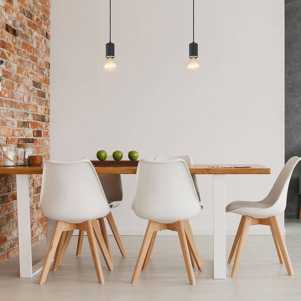 Pendellampe Esstisch hängend Hängelampe einflammig schwarz Pendelleuchte Holz Esstisch Höhenverstellbar, Metall, 1x E27 Fassung, DxH 12x160 cm