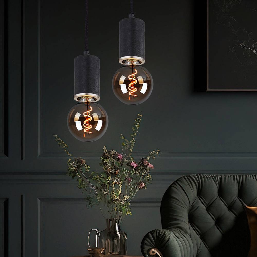 Pendellampe Esstisch hängend Hängelampe einflammig schwarz Pendelleuchte Holz Esstisch Höhenverstellbar, Metall, 1x E27 Fassung, DxH 12x160 cm