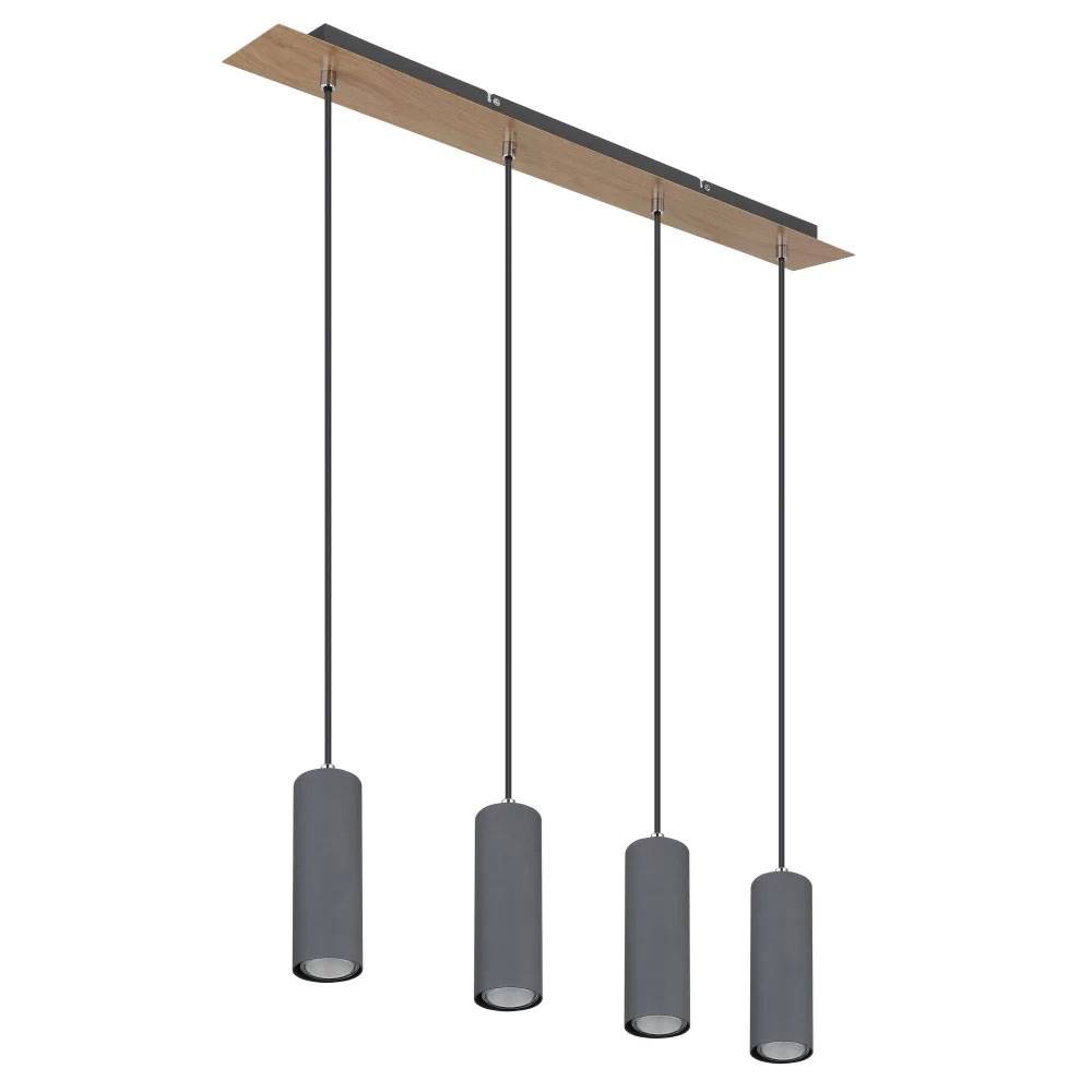 Hängeleuchte Pendelleuchte Esszimmerlampe graphit Holzoptik 4-flammig Deckenleuchte hängend, Metall, 4x GU10 Fassungen, LxBxH 65x6x120 cm