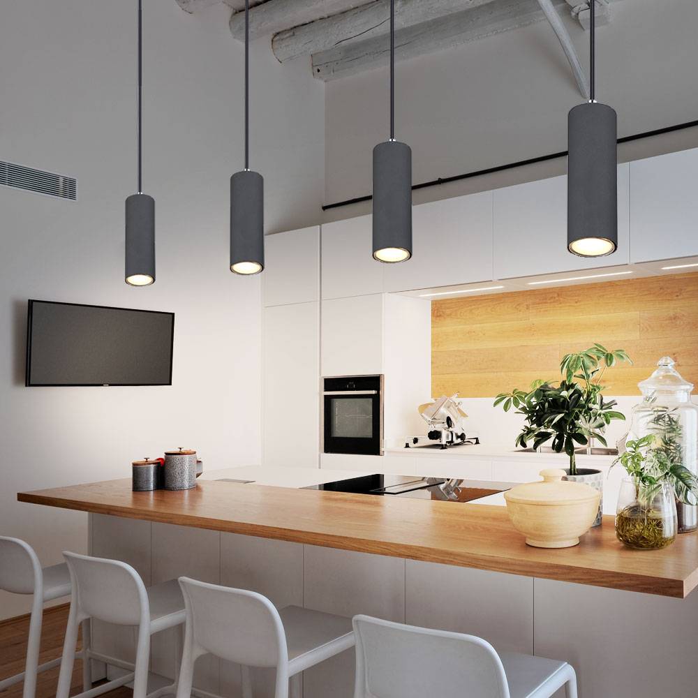 Hängeleuchte Pendelleuchte Esszimmerlampe graphit Holzoptik 4-flammig Deckenleuchte hängend, Metall, 4x GU10 Fassungen, LxBxH 65x6x120 cm