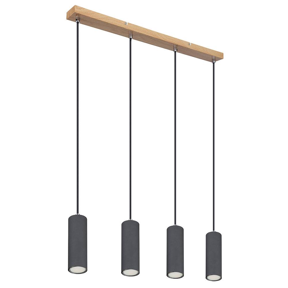 Hängeleuchte Pendelleuchte Holzoptik graphit Wohnzimmerlampe 4-flammig Deckenleuchte hängend, Metall braun, 4x GU10 Fassungen, LxBxH 65x6x120 cm