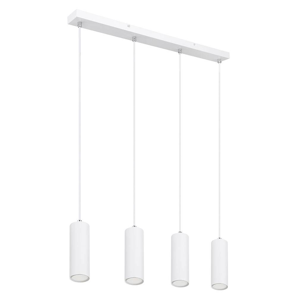 Pendellampe Hängeleuchte weiß Wohnzimmerleuchte 4-flammig Deckenlampe hängend, Metall, 4x GU10 Fassungen, LxBxH 65x6x120 cm