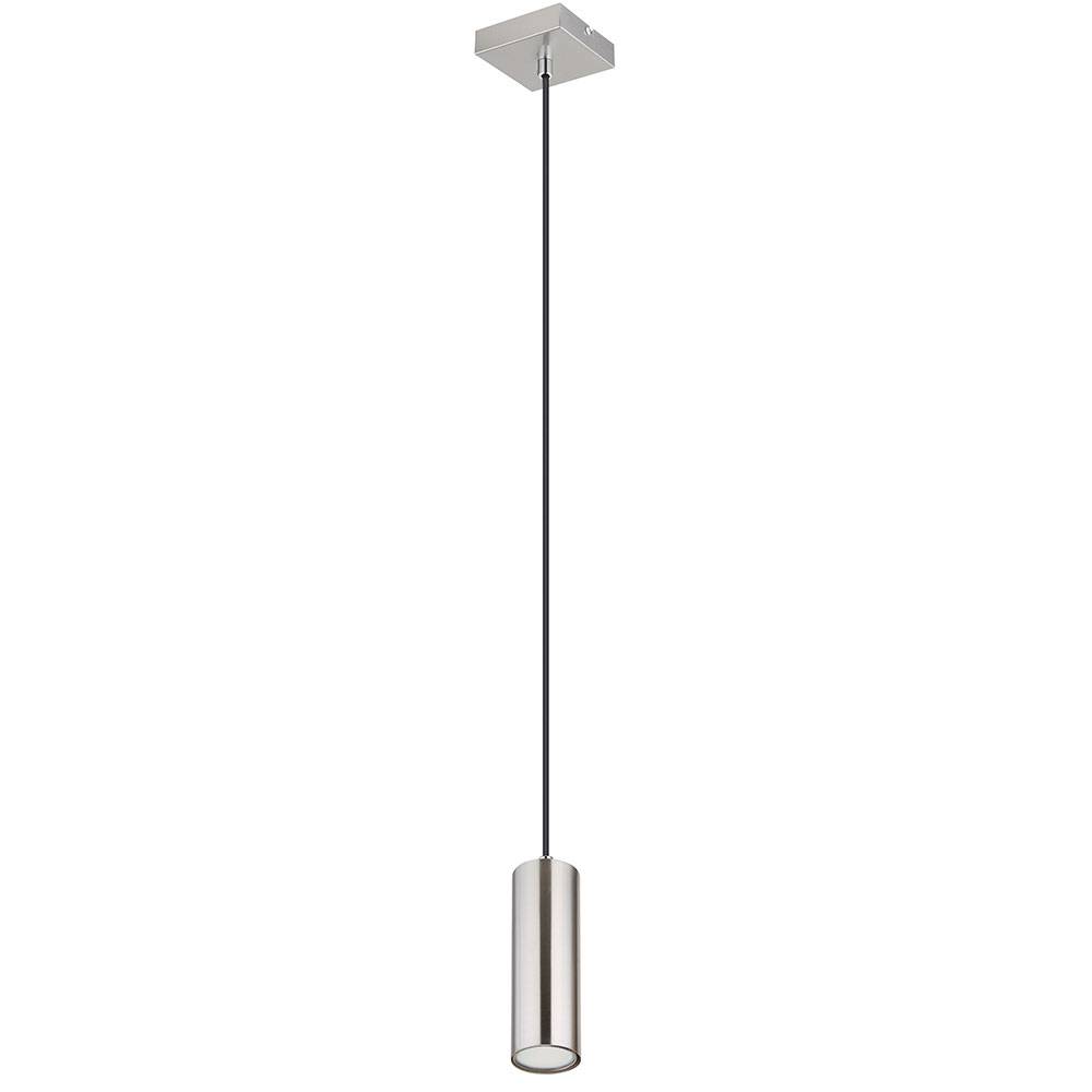 Lampe skandinavisch Hängeleuchte Hängelampen Wohnbereich Modern Pendelleuchte einflammig, Metall nickel matt, 1x GU10 Fassung, LxBxH 9x9x120 cm