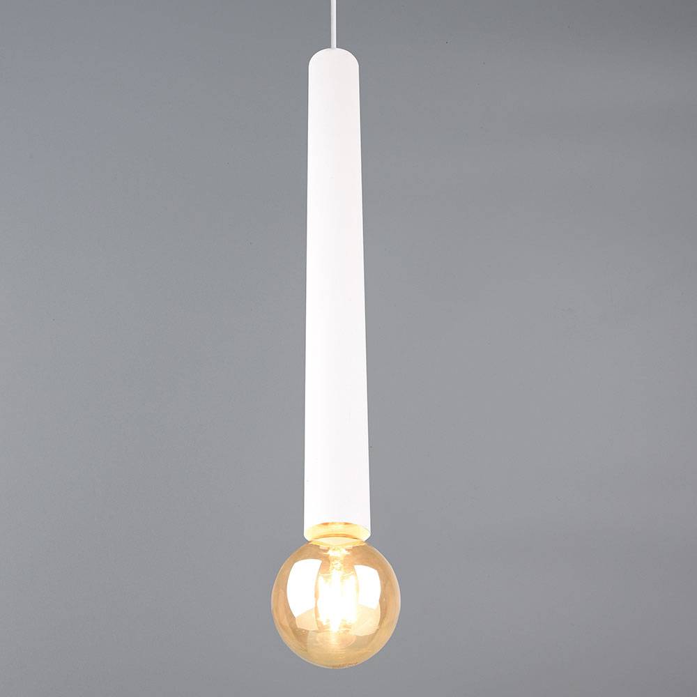 Pendelleuchte weiß einflammig Hängelampe design, Höhe anpassbar, Metall matt, 1x E27 Fassung, DxH 10x150 cm, 2er Set