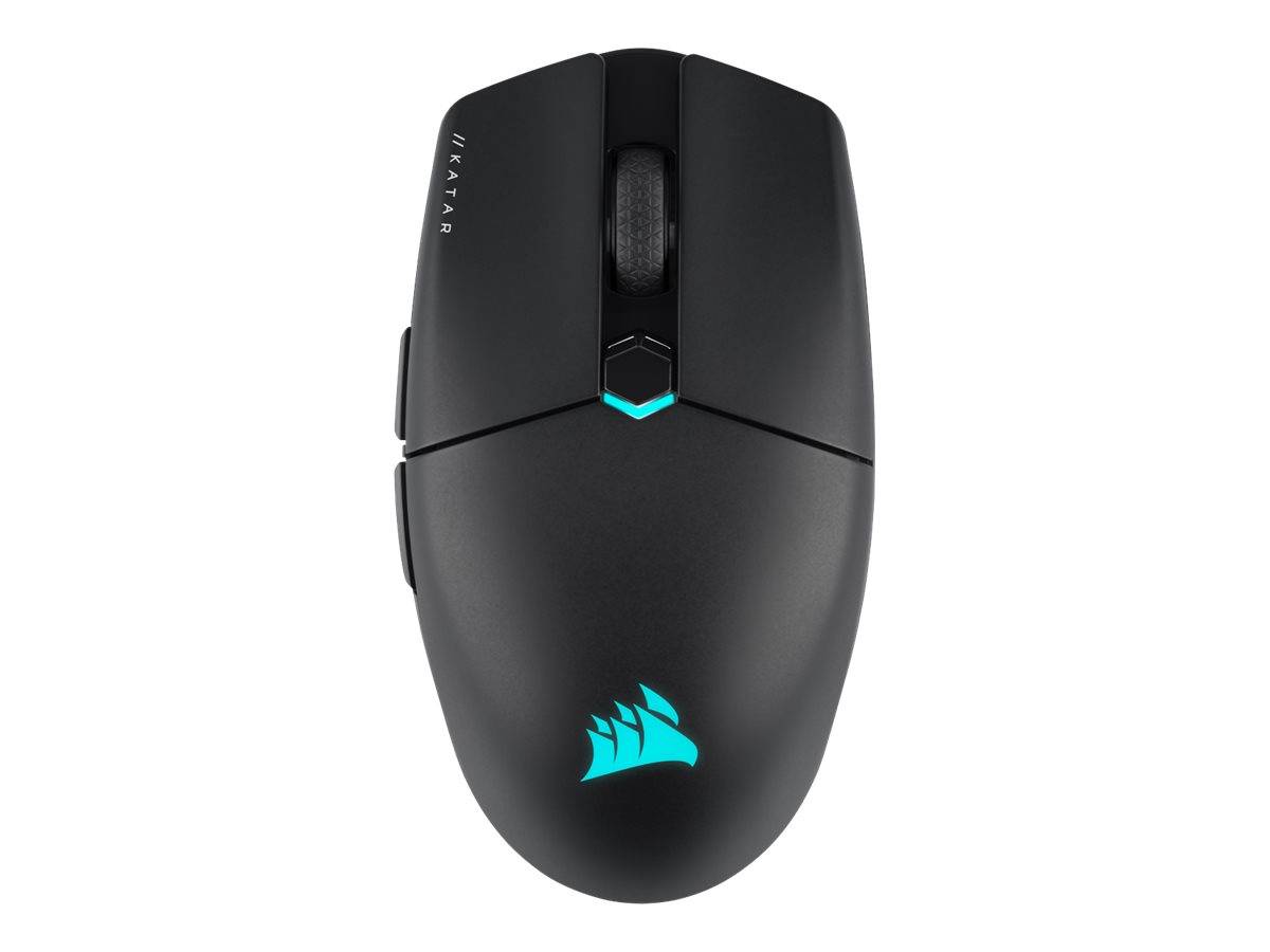 Corsair Gaming KATAR ELITE - Maus - optisch - 6 Tasten - kabellos, kabelgebunden - Bluetooth, 2.4 GHz, USB-C - kabellos