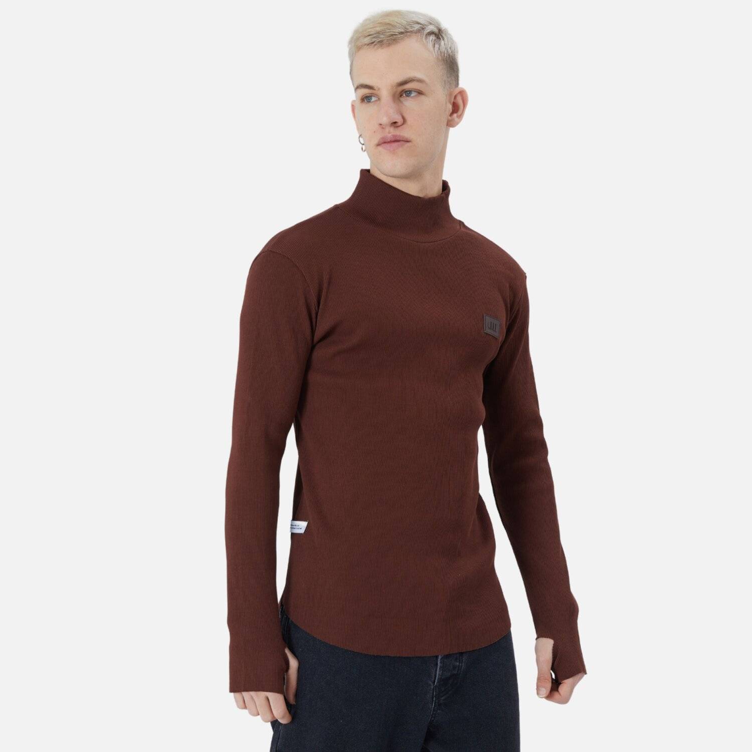 Herren Rundhals Sweatshirt Regular Fit Pullover S/M Braun