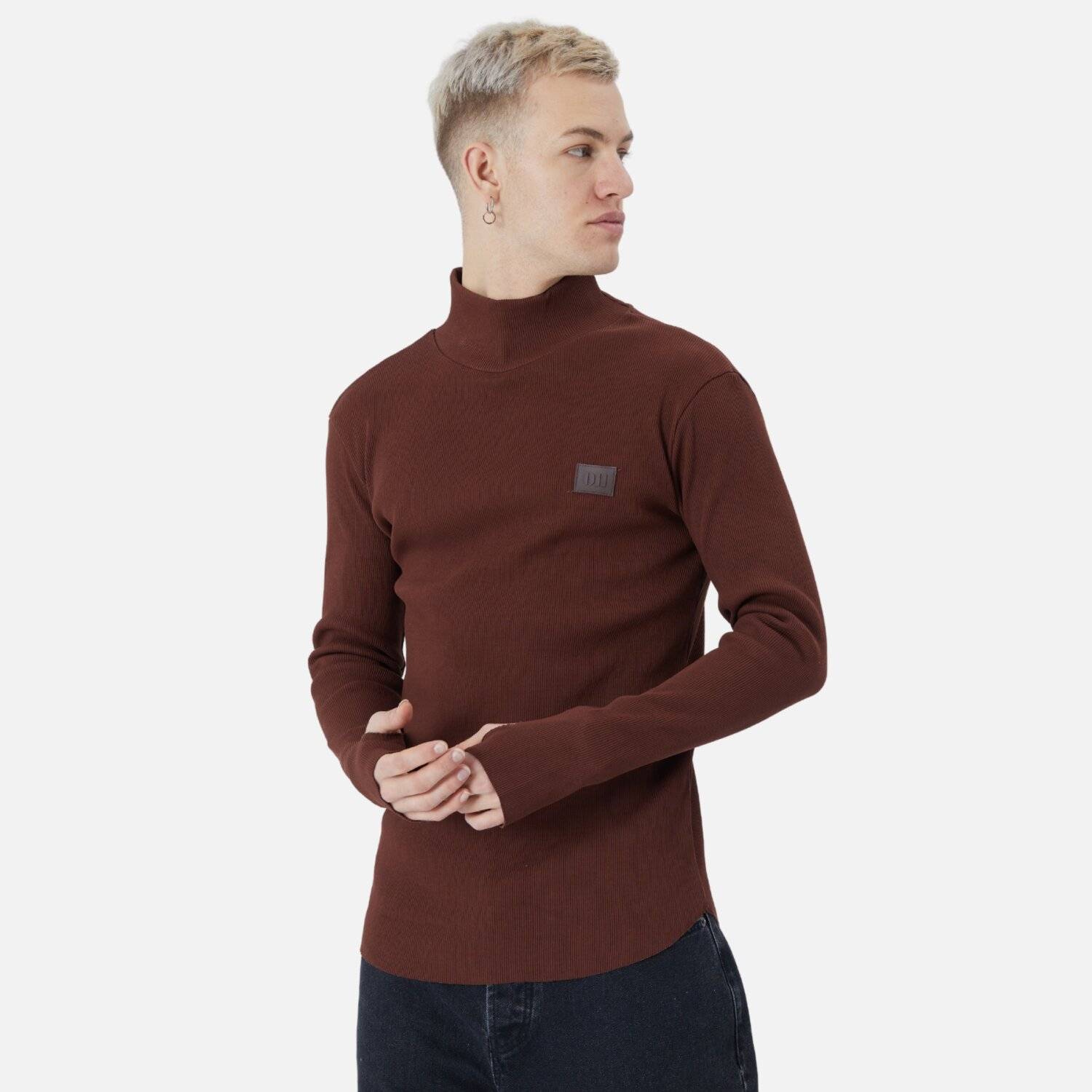 Herren Rundhals Sweatshirt Regular Fit Pullover S/M Braun