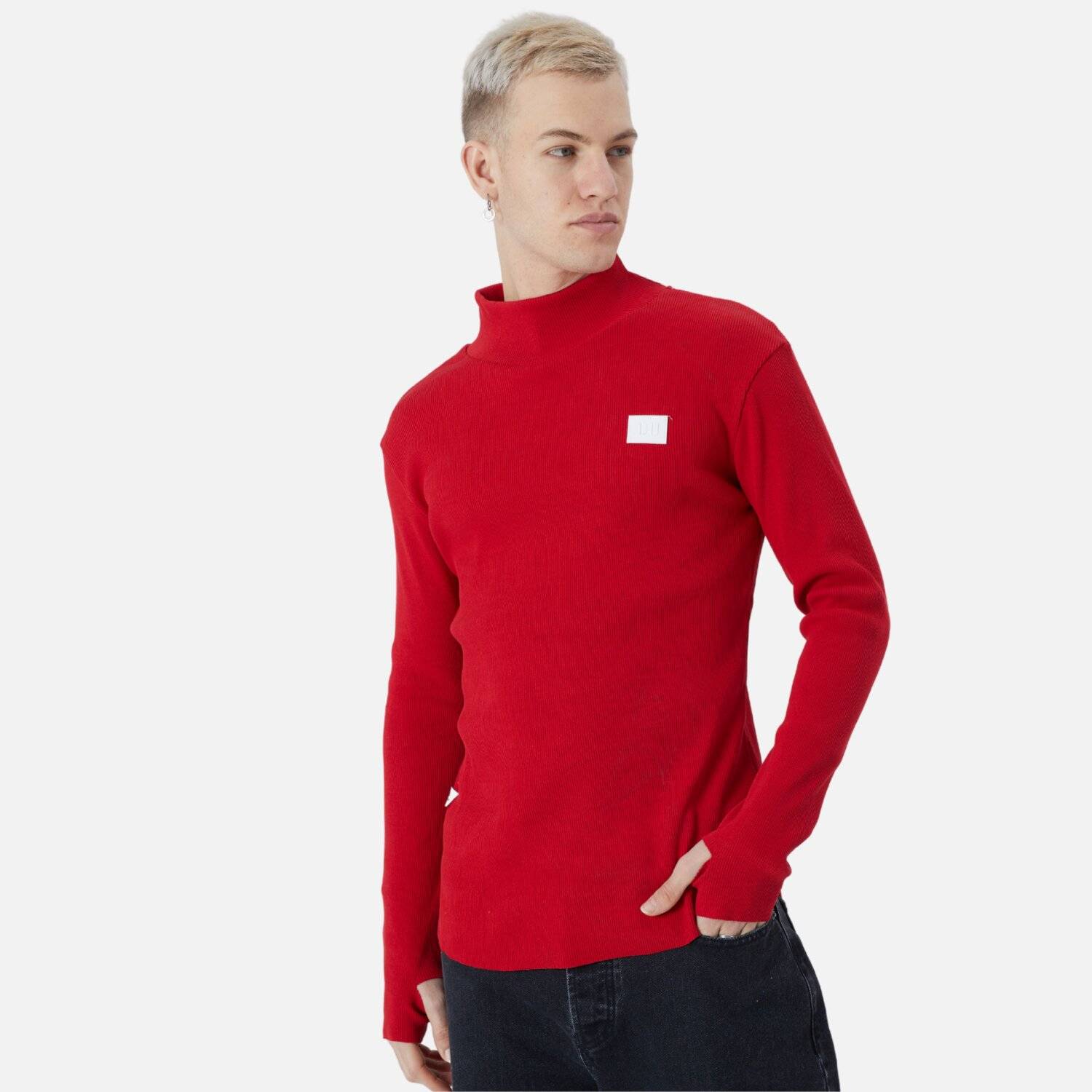 Herren Rundhals Sweatshirt Regular Fit Pullover S/M Rot