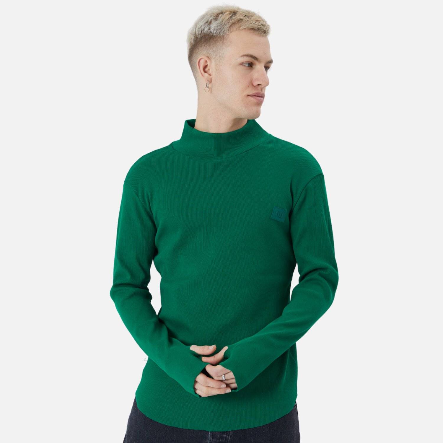 Herren Rundhals Sweatshirt Regular Fit Pullover S/M Dunkelgrün