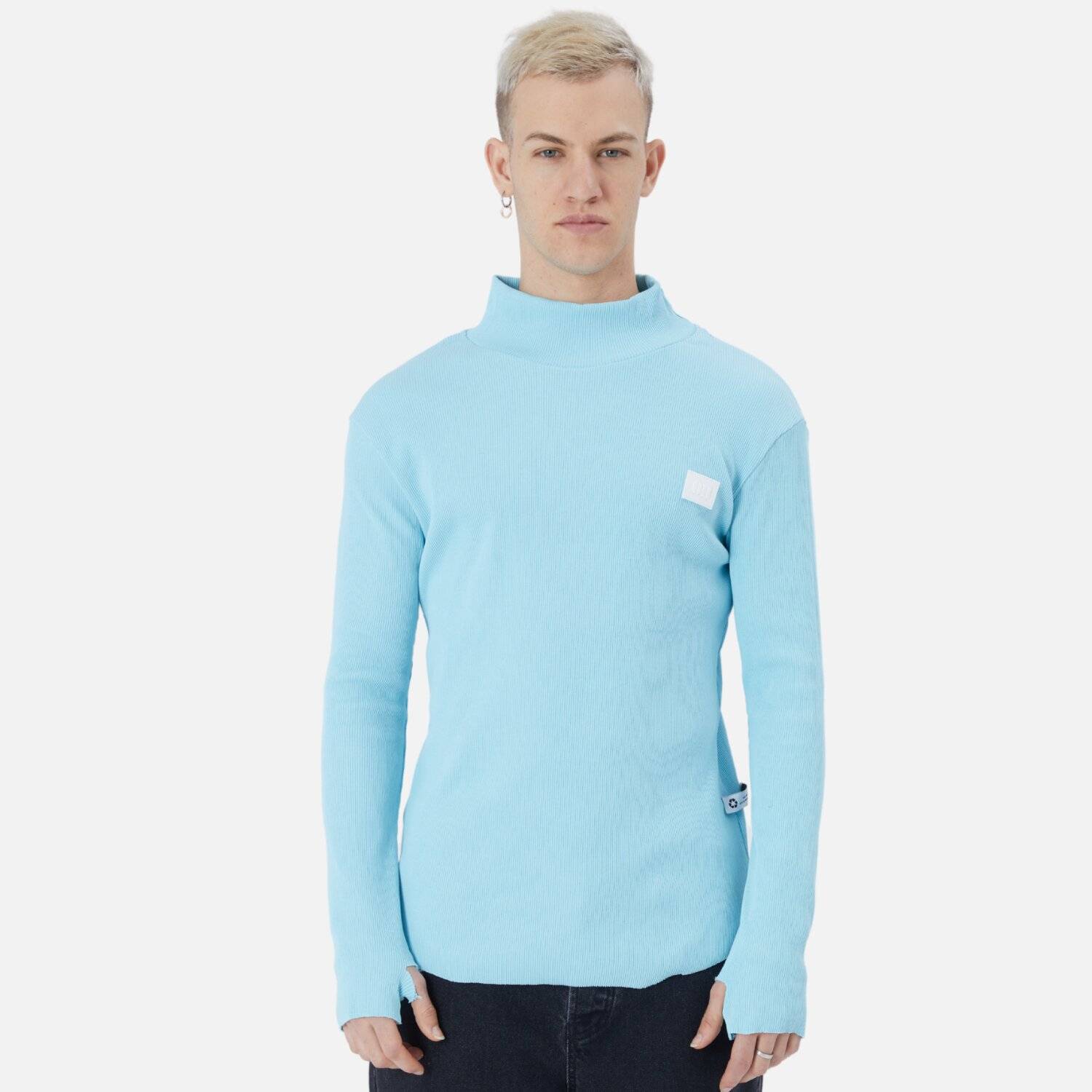Herren Rundhals Sweatshirt Regular Fit Pullover L/XL Babyblau