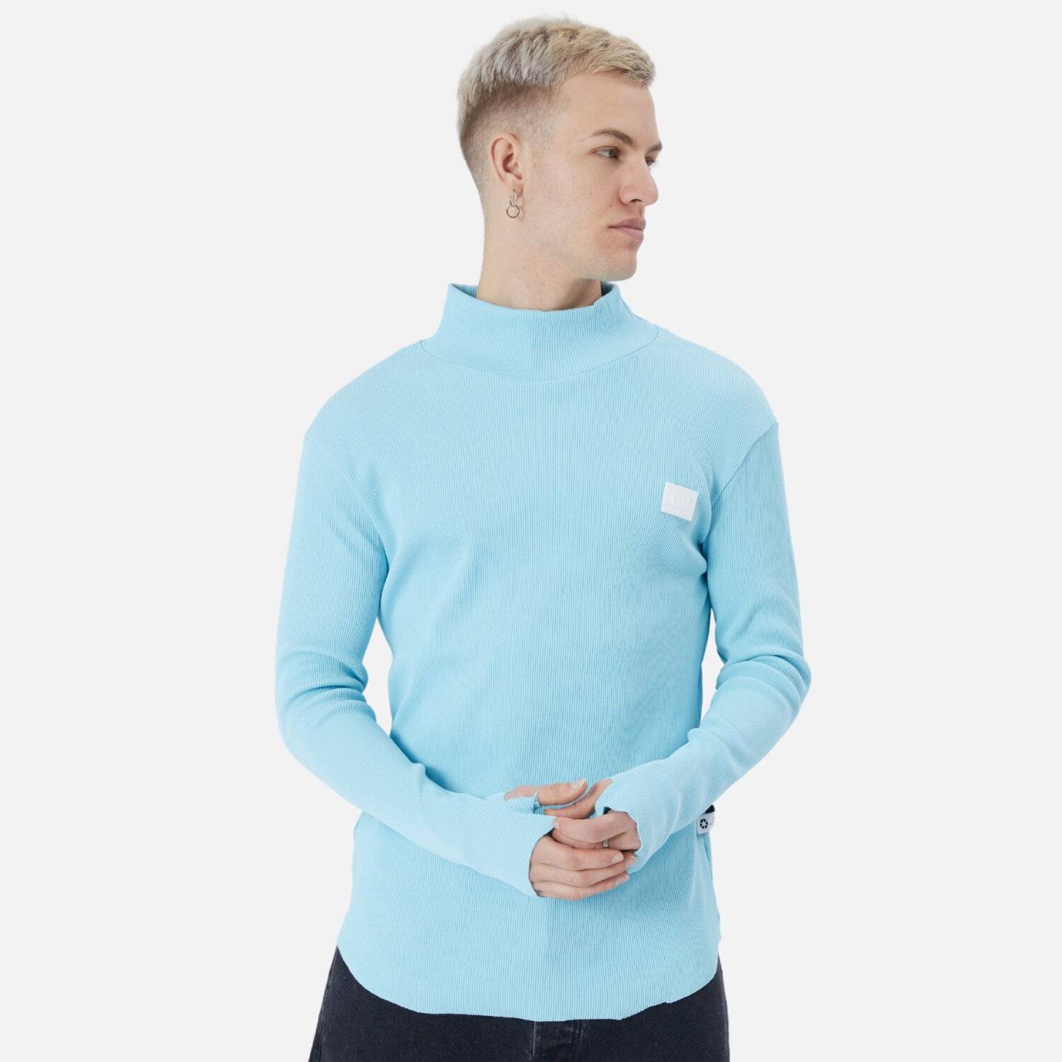 Herren Rundhals Sweatshirt Regular Fit Pullover L/XL Babyblau