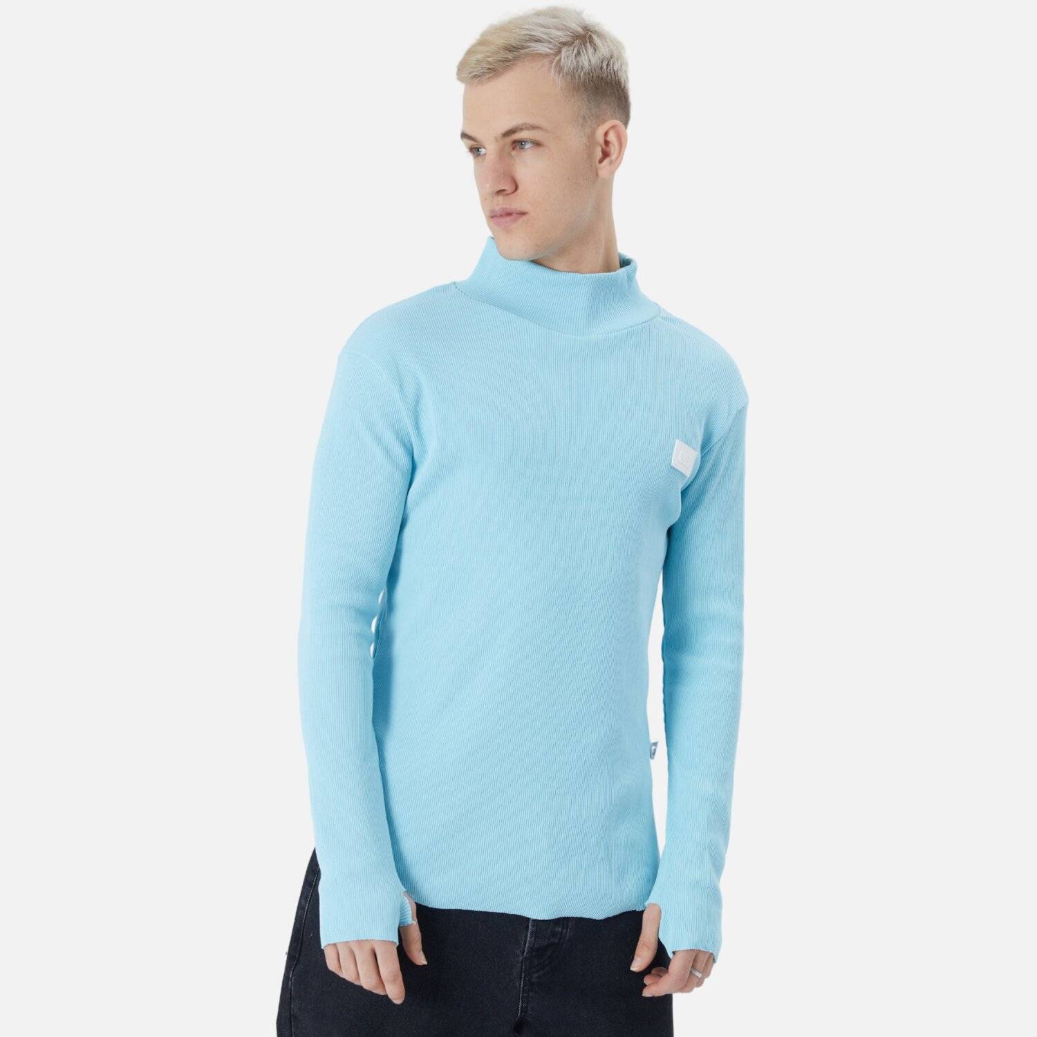 Herren Rundhals Sweatshirt Regular Fit Pullover L/XL Babyblau
