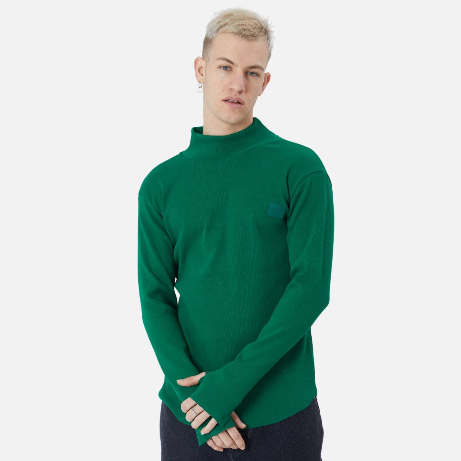 Herren Rundhals Sweatshirt Regular Fit Pullover L/XL Dunkelgrün