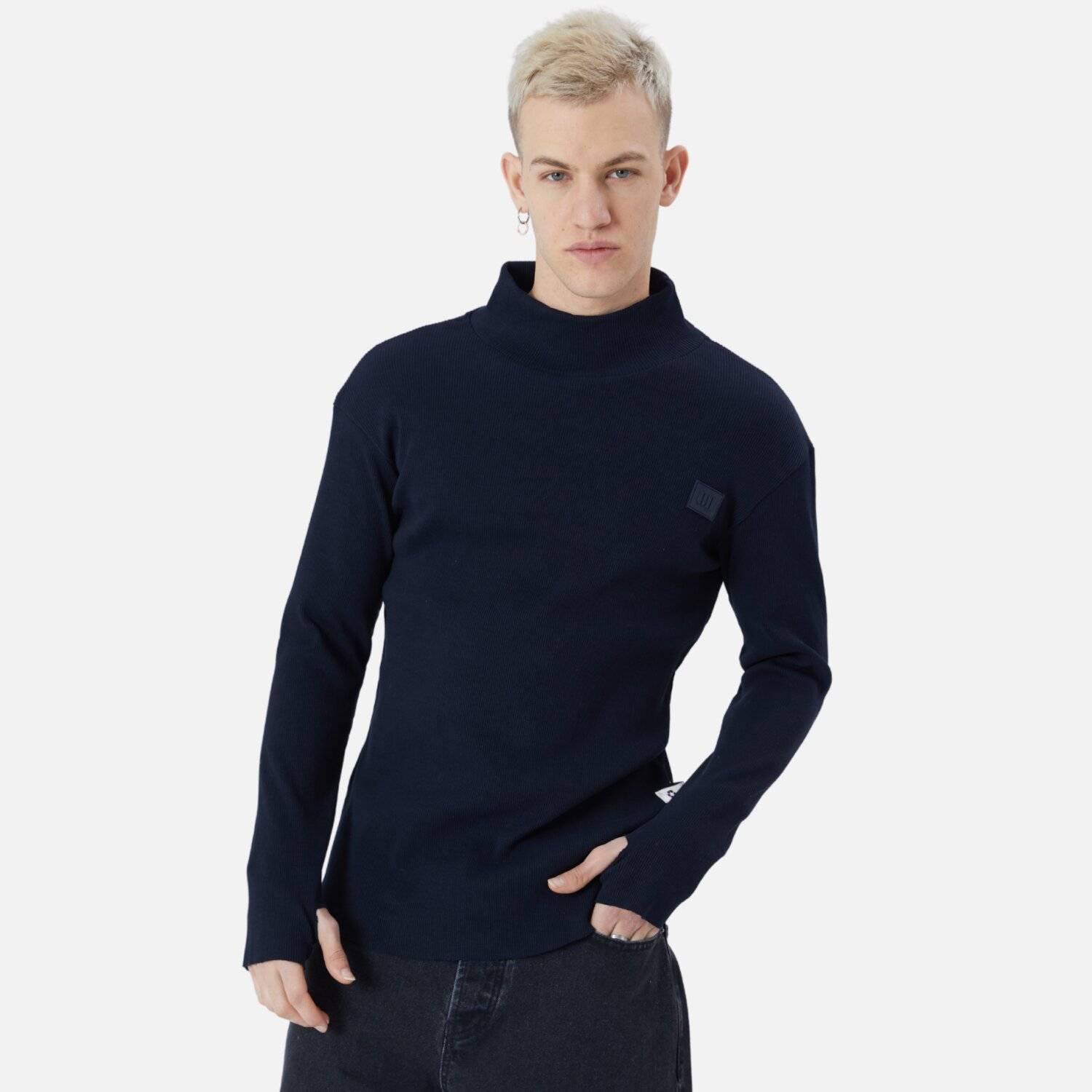 Herren Rundhals Sweatshirt Regular Fit Pullover L/XL Dunkelblau