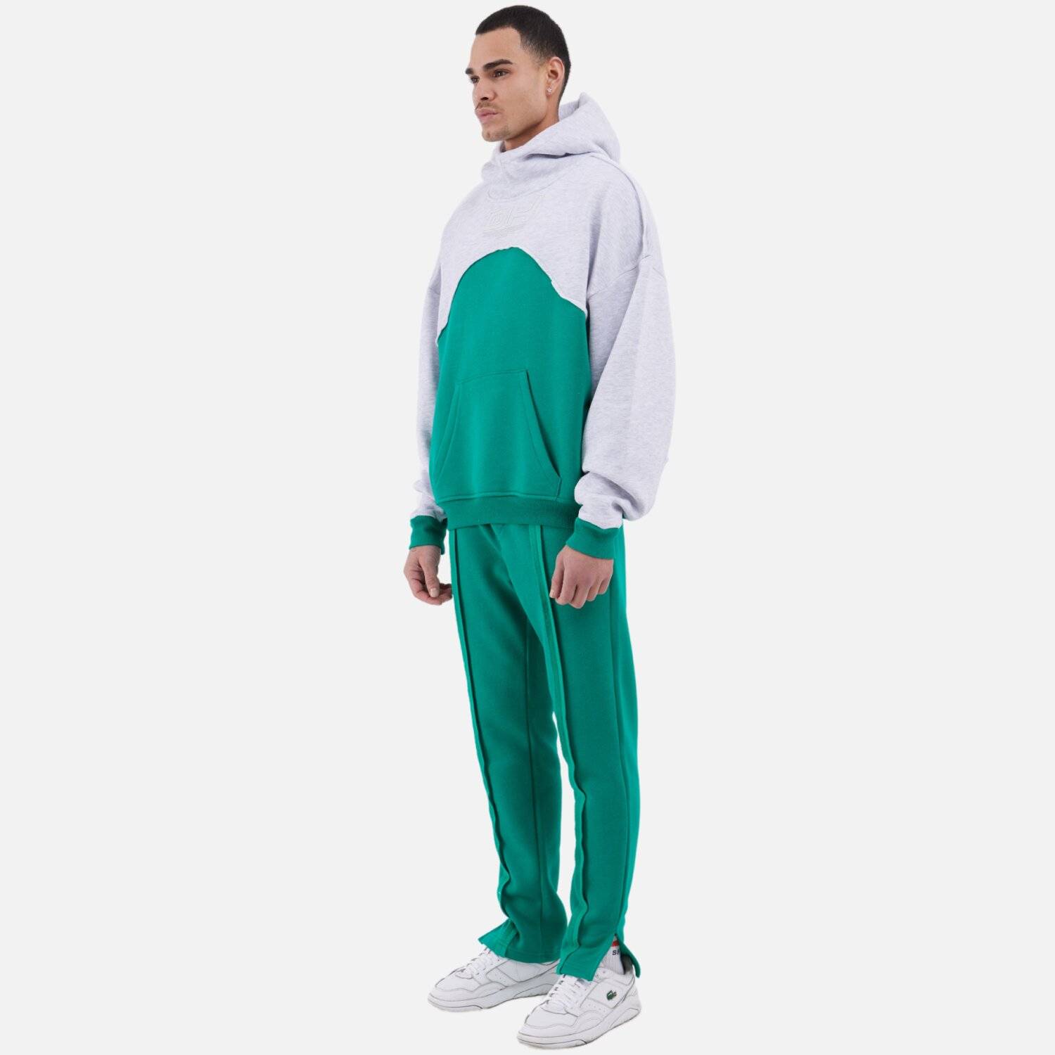 Ossy Homer Jogginganzug Set Jogger Hoodie Oversize Unisex (S) Grau-Grün