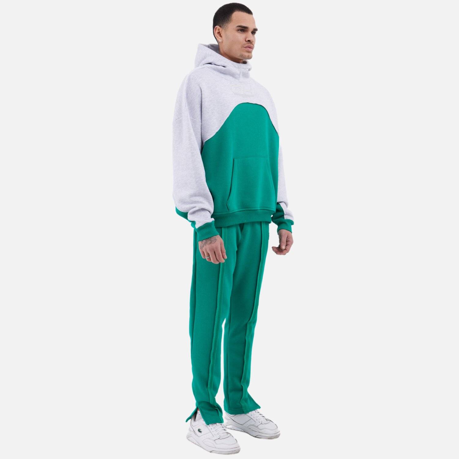 Ossy Homer Jogginganzug Set Jogger Hoodie Oversize Unisex (XL) Grau-Grün