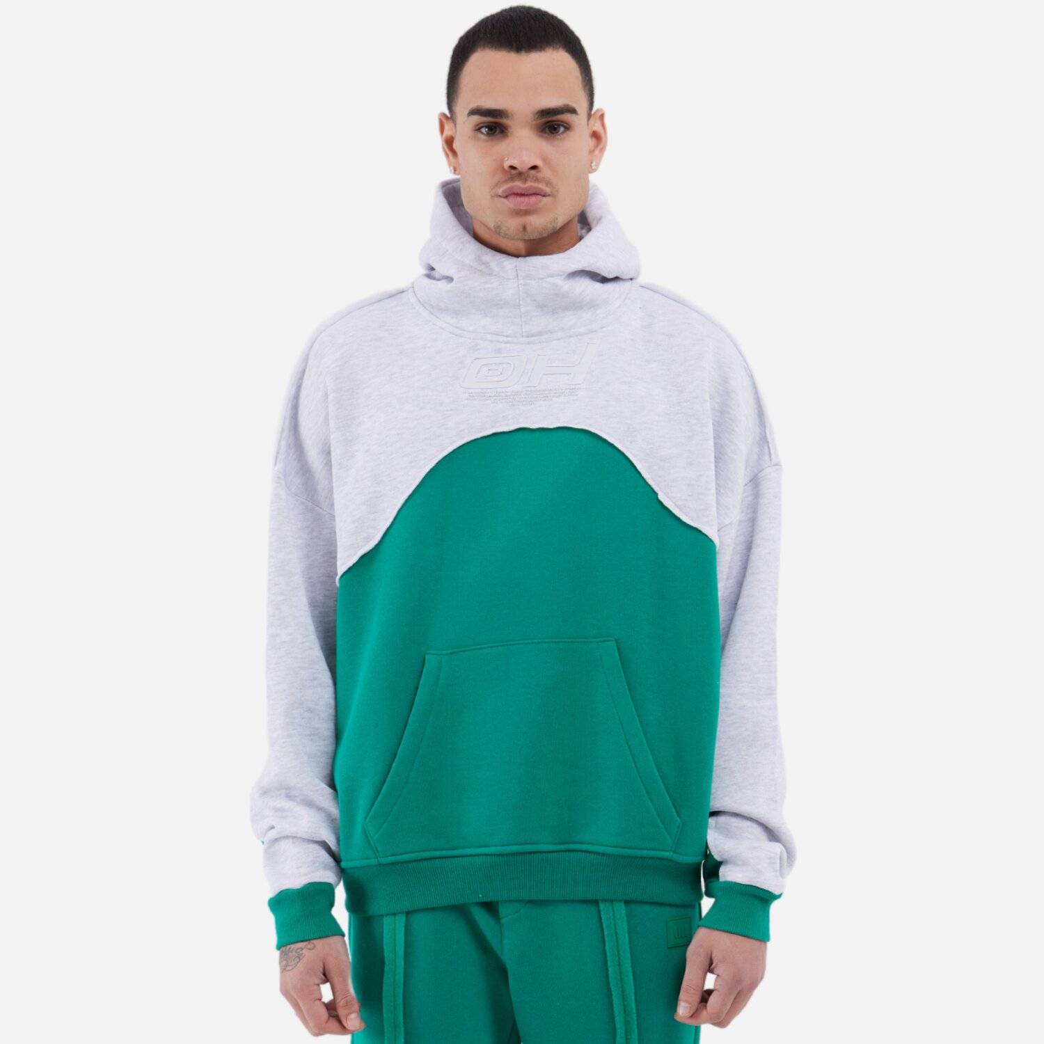 Ossy Homer Jogginganzug Set Jogger Hoodie Oversize Unisex (XL) Grau-Grün