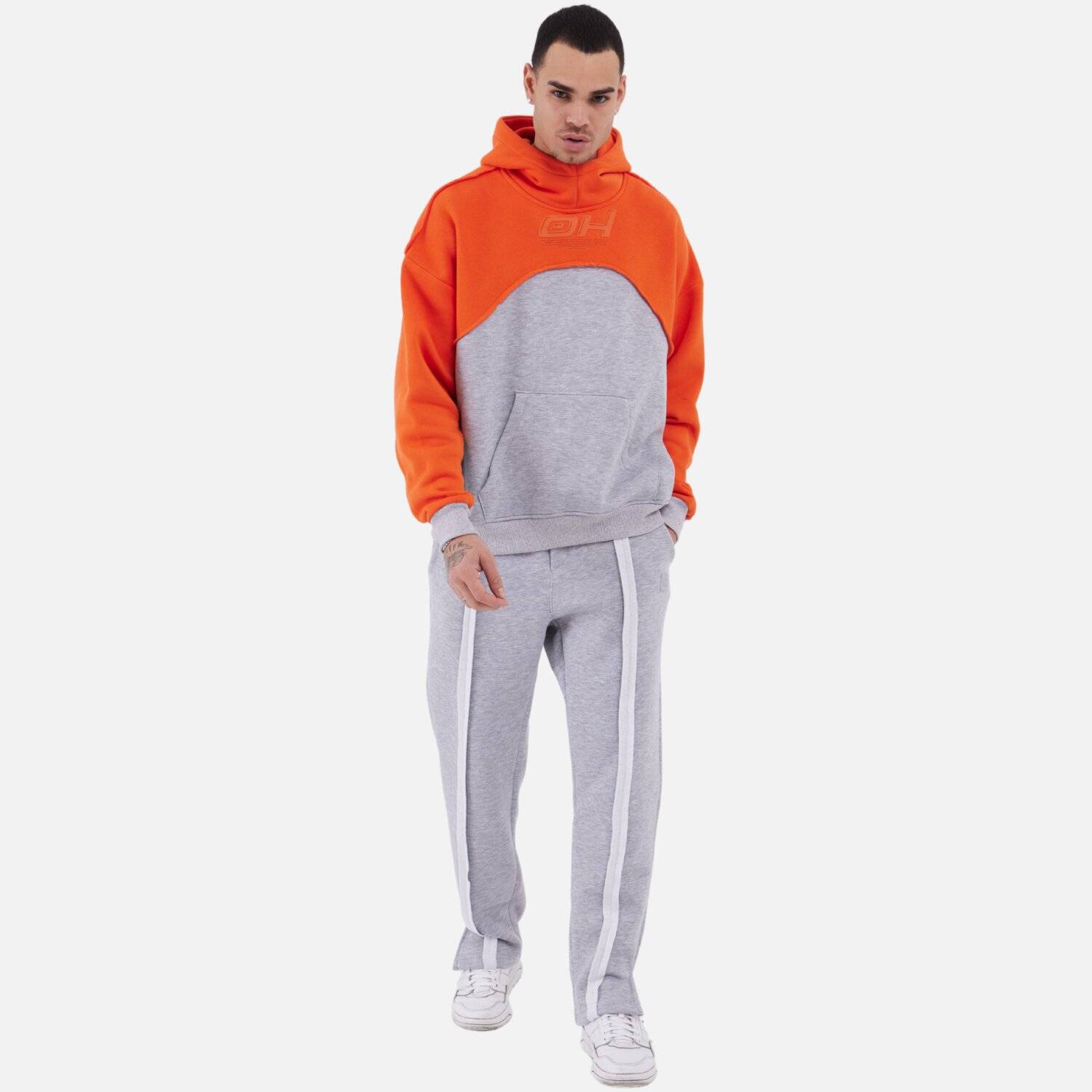 Jogger Jogginghose Baumwolle Cotton Oversize Fit Unisex (L) Grau