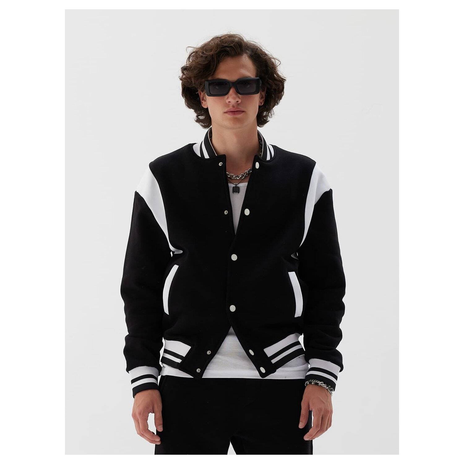 Ossy Homer Basic Jacket Baseballjacke Baumwolle Herren Unisex Jacke L Schwarz