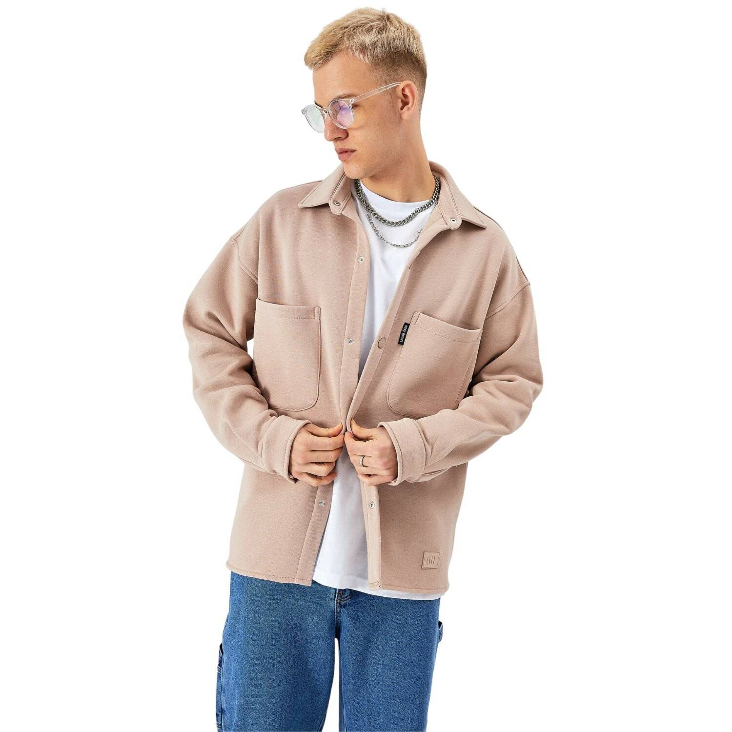 Hemdjacke aus Baumwolle in Oversize Fit Übergangsjacke (S) Beige