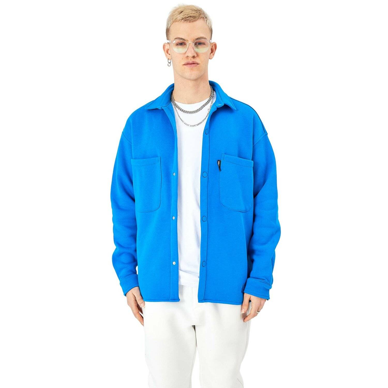 Hemdjacke aus Baumwolle in Oversize Fit Übergangsjacke (S) Blau