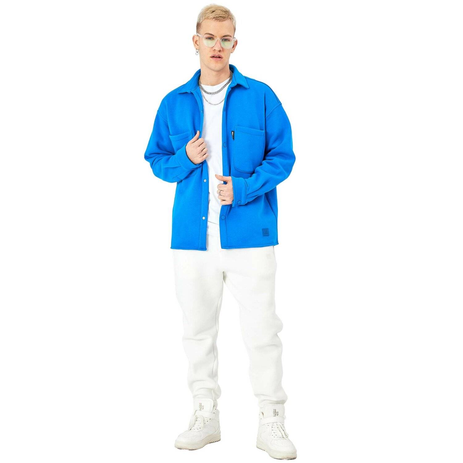 Hemdjacke aus Baumwolle in Oversize Fit Übergangsjacke (S) Blau