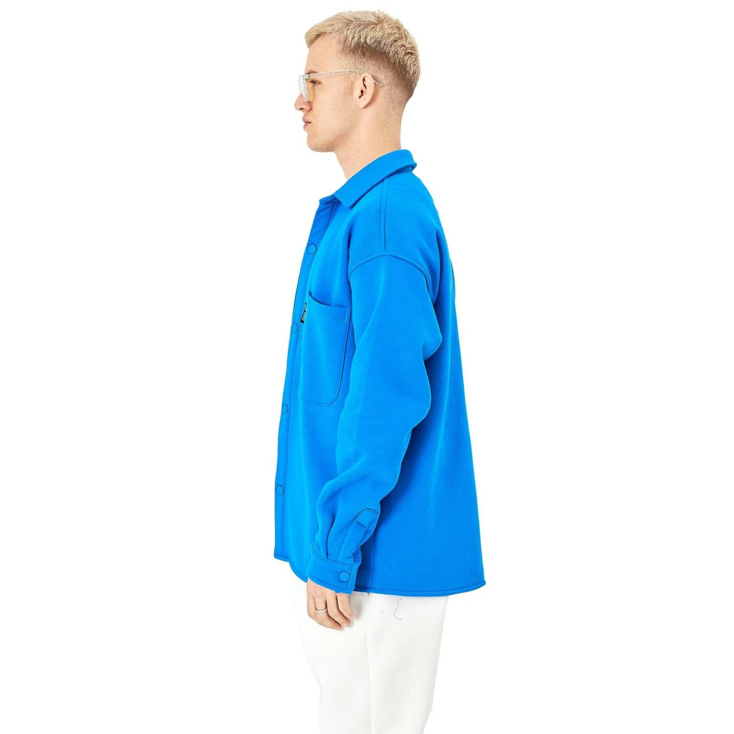 Hemdjacke aus Baumwolle in Oversize Fit Übergangsjacke (S) Blau