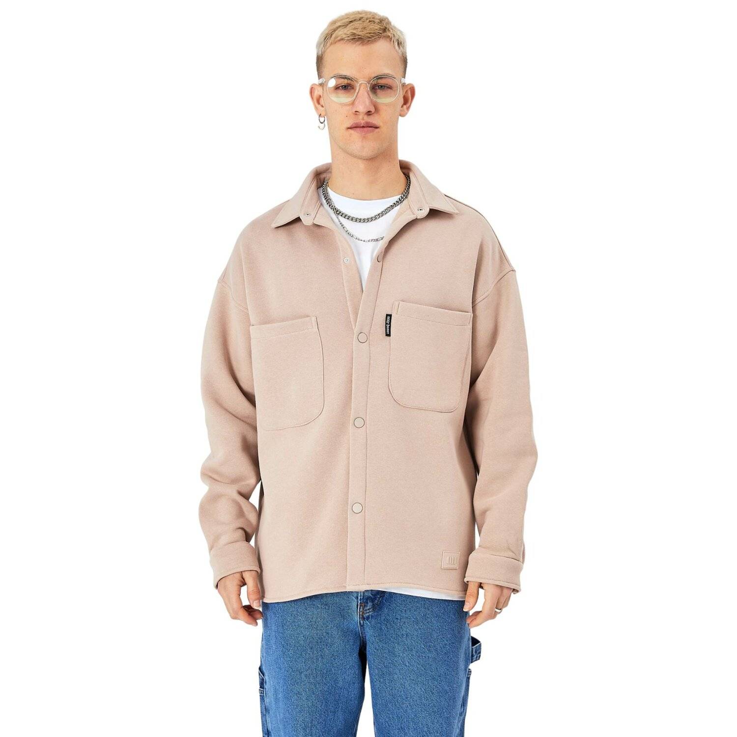 Hemdjacke aus Baumwolle in Oversize Fit Übergangsjacke (M) Beige