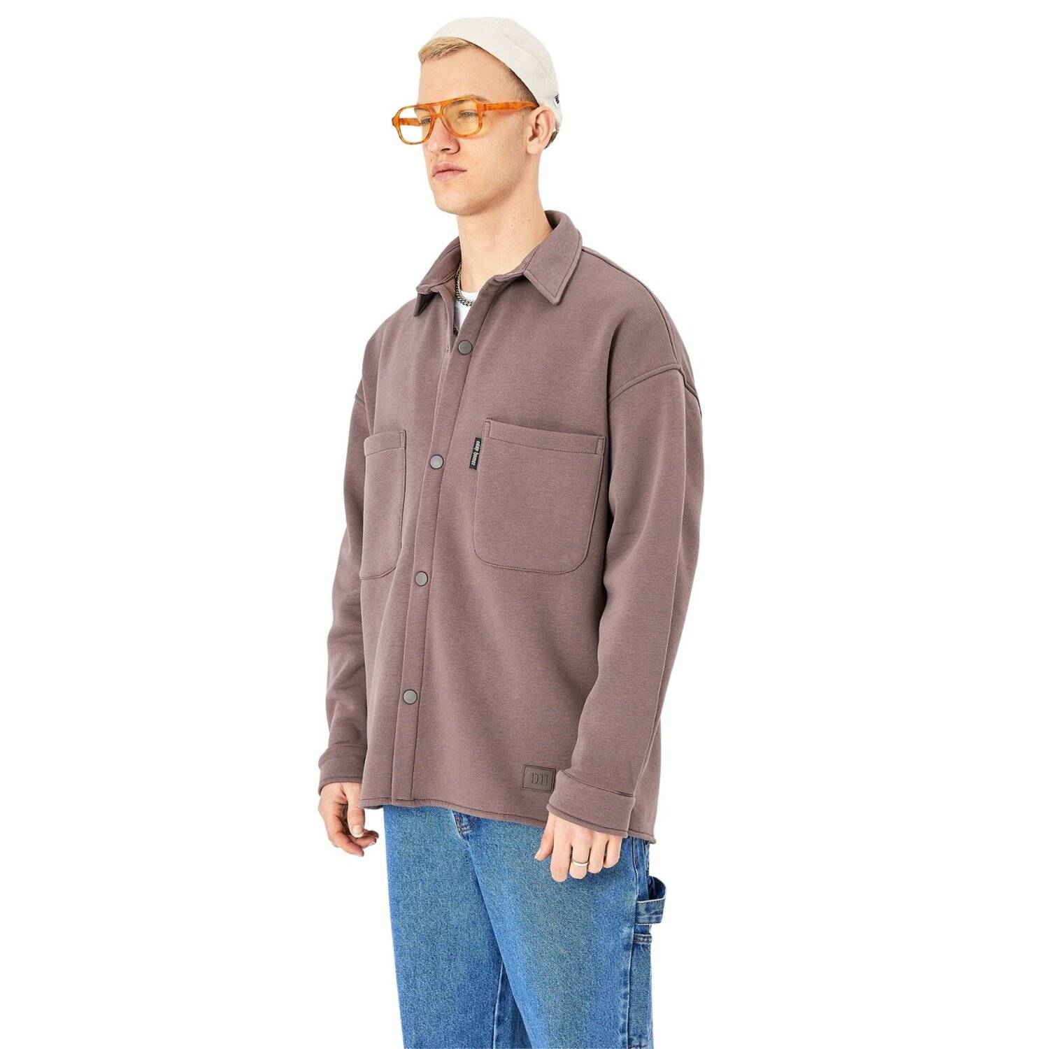 Hemdjacke aus Baumwolle in Oversize Fit Übergangsjacke (M) Braun