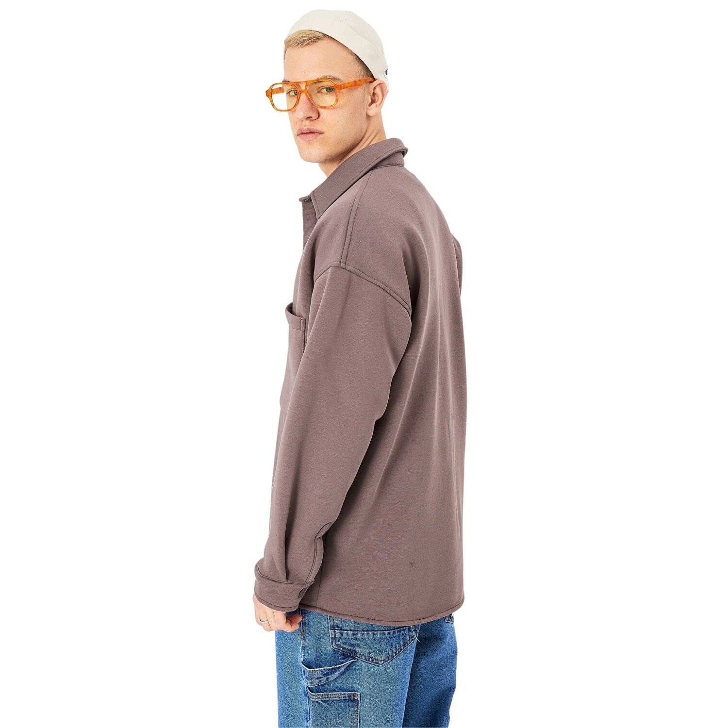 Hemdjacke aus Baumwolle in Oversize Fit Übergangsjacke (M) Braun