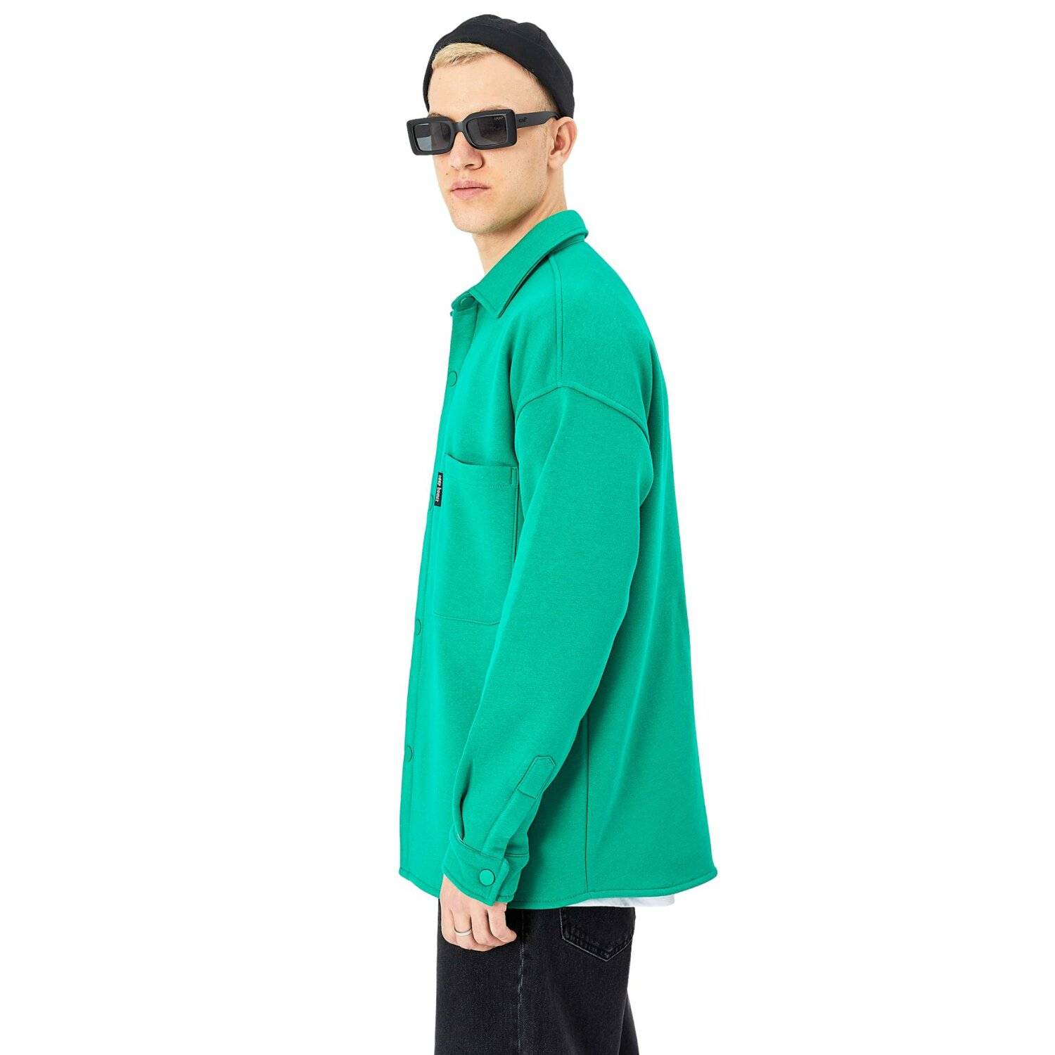 Hemdjacke aus Baumwolle in Oversize Fit Übergangsjacke (L) Grün