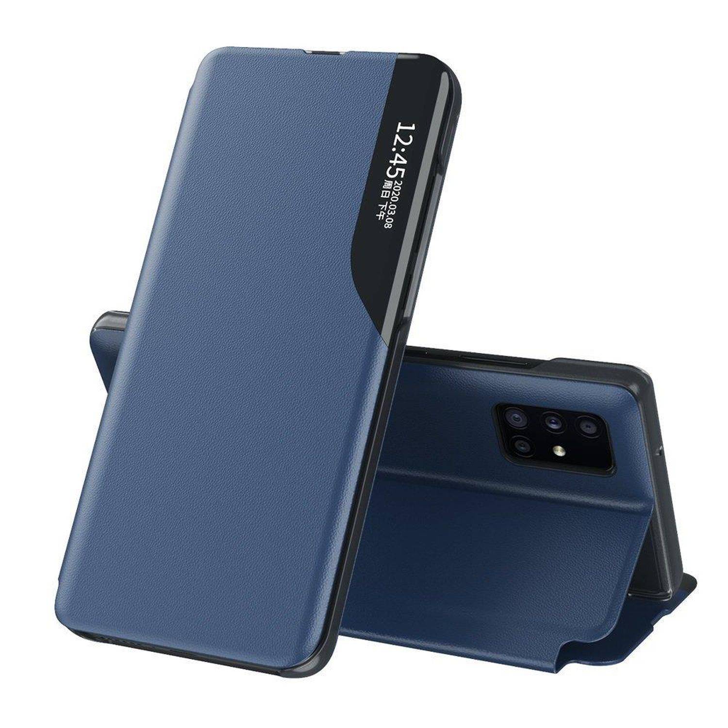 Eco Leather View Buch Tasche Leder Schutzhülle aufklappbare Hülle Standfunktion für Samsung Galaxy S23 (S911B) Blau